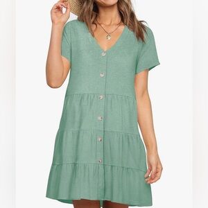 Casual Faux Button-Down Short Sleeve Sundress